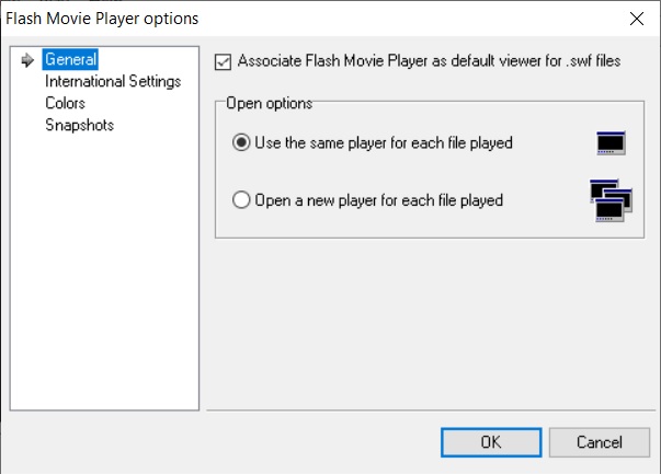 Flash Movie Player options